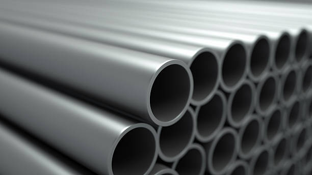 Metallic Pipe Metallic Pipe Background, Isolated. stainless steel round steel stock pictures, royalty-free photos & images