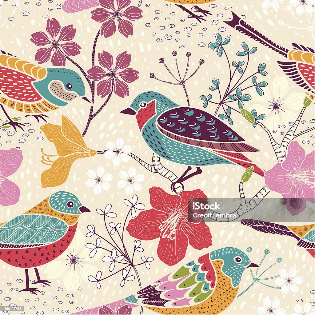 Seamless floral pattern with birds Copy that square to the side, you'll get seamlessly tiling pattern which gives the resulting image the ability to be repeated or tiled without visible seams. Abstract stock vector
