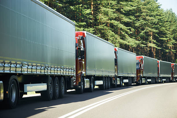 istock Lorry trucks in traffic jam 166143719