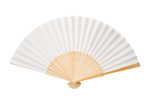 Japanese folding fan isolated on white background