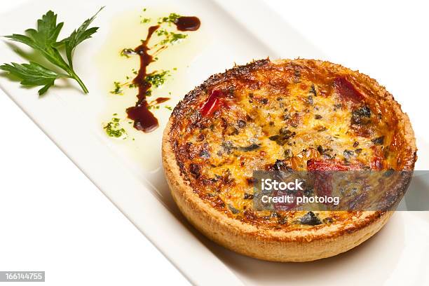 Vegetable Quiche Stock Photo - Download Image Now - Quiche, White Background, Appetizer