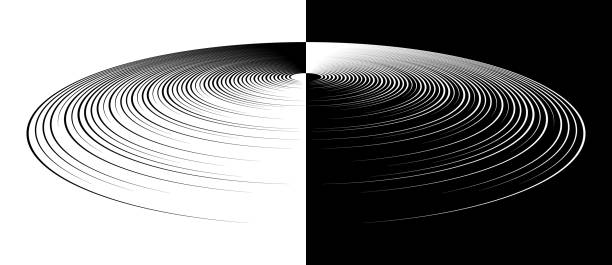 istock Perspective view to abstract circle with lines. Spiral universe or day and night concept. 1661458129