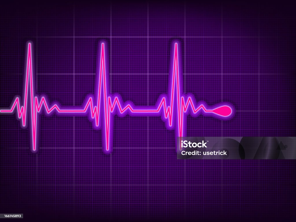 Corazón púrpura en el electrocardiograma en el fondo.  EPS 8 - arte vectorial de Asistencia sanitaria y medicina libre de derechos