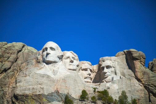 Mount Rushmore monument in South Dakota in the morning