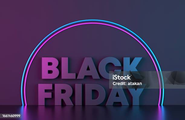 Black Friday Text With Neon Lights Stock Photo - Download Image Now - Black Friday - Shopping Event, Neon Lighting, Web Banner