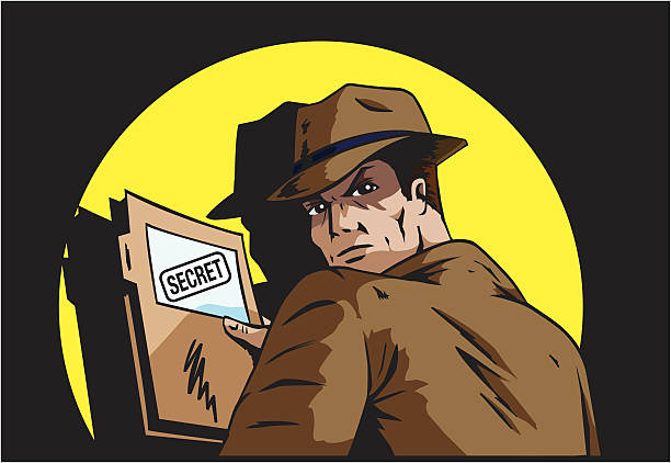 Secret plans Secret agent holding a secret file detective investigation stock illustrations