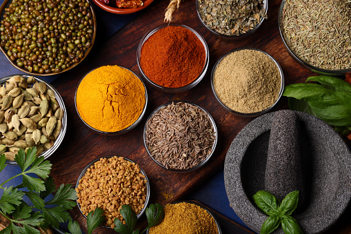 Herbs and Spices including Deghie Mirch and Pan Mukhwas with Chana Dal
