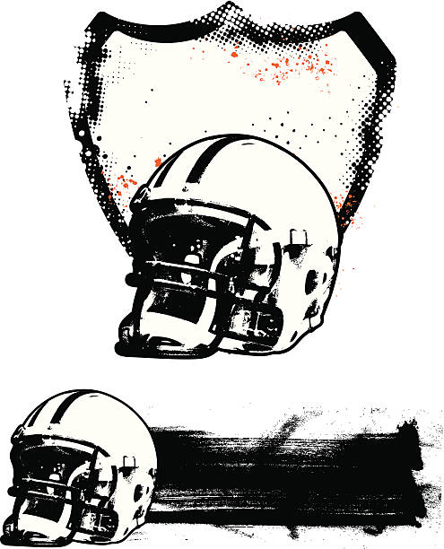 american football grunge shield and banner vector art illustration