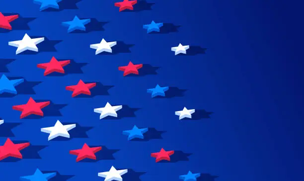 Vector illustration of Patriotic Stars 3D Background Pattern