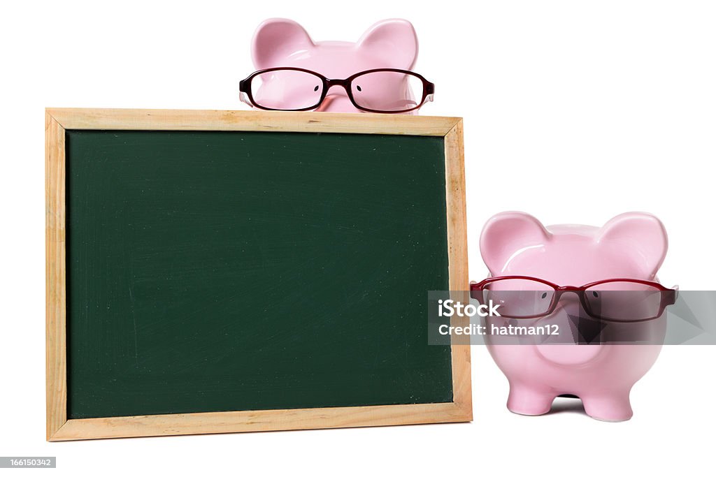 Piggy bancos com quadro-negro em branco - Foto de stock de Acessório ocular royalty-free