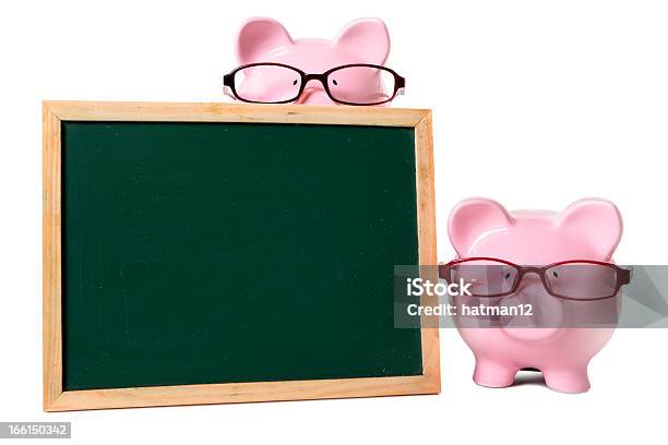 Foto de Piggy Bancos Com Quadronegro Em Branco e mais fotos de stock de Acessório ocular - Acessório ocular, Branco, Cerâmica - Artesanato