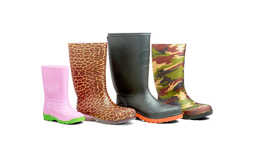 Group of rain boots for the whole family
