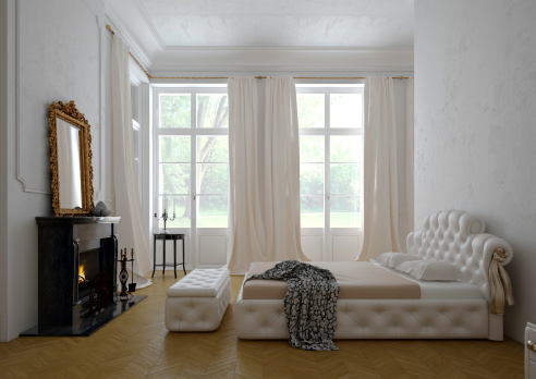 A White Tulle curtain for a transparent window