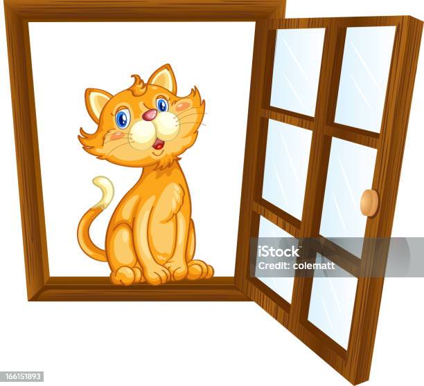 Katze Und Fenster Stock Vektor Art und mehr Bilder von Blau - Blau, Charakterkopf, ClipArt