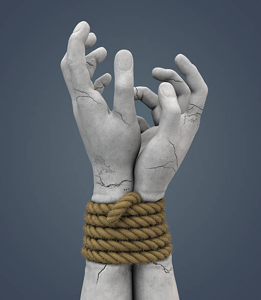 手 - tied knot rope adversity emotional stress ストックフォトと画像