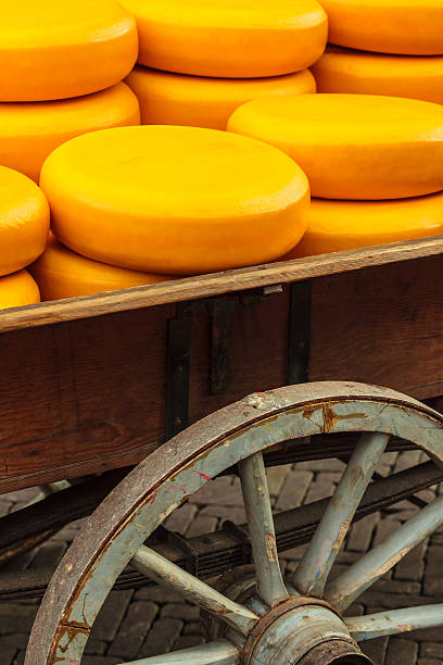 istock Old wagon filled with Dutch cheese 166152411