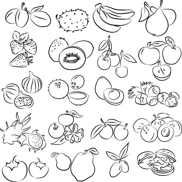 illustrazioni stock, clip art, cartoni animati e icone di tendenza di frutta - fig apple portion fruit