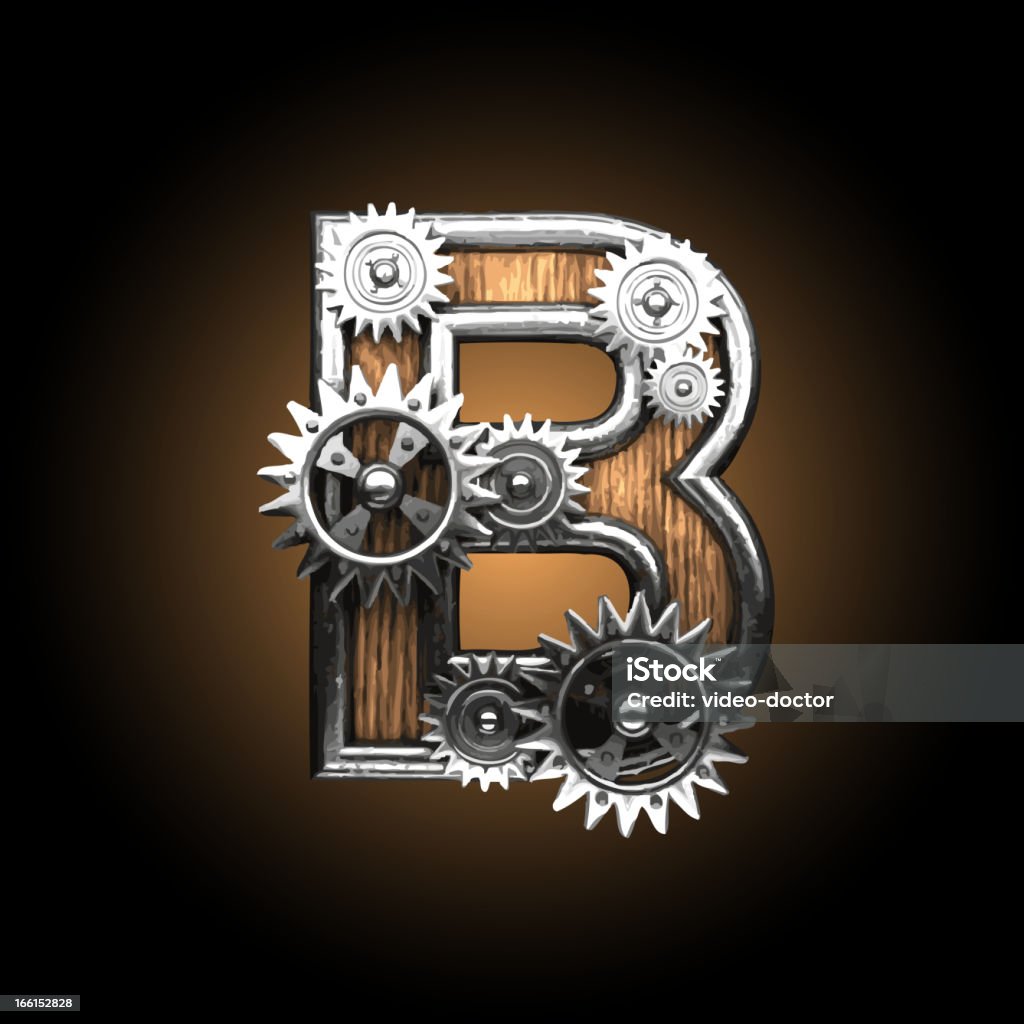 Vettore di legno gearwheel Figura B - arte vettoriale royalty-free di Alfabeto