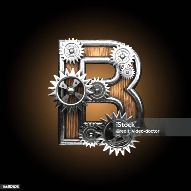 Vettore Di Legno Gearwheel Figura B - Immagini vettoriali stock e altre immagini di Alfabeto - Alfabeto, Carattere tipografico, Girare