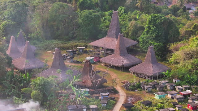Ratenggaro Traditional Village is a village located in East Nusa Tenggara Province, Indonesia, Aerial Drone Shot
