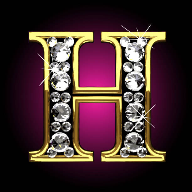 ilustrações de stock, clip art, desenhos animados e ícones de vetor de ouro e diamantes figura h - diamond letter h alphabet text