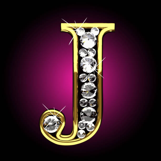Vector gold and diamonds figure J Vector gold and diamonds figure J crystal letter j stock illustrations