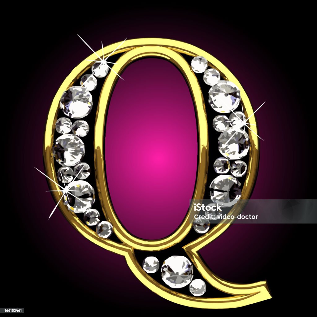 Oro vettoriale e diamanti Figura Q - arte vettoriale royalty-free di Alfabeto