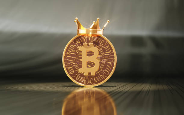 istock Bitcoin Crypto Currency King Crown on Green Background 1661540698