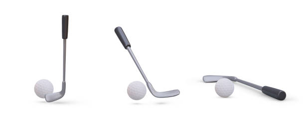 istock Golf club with ball. Set of realistic vector images. Swing, hit, training 1661544353