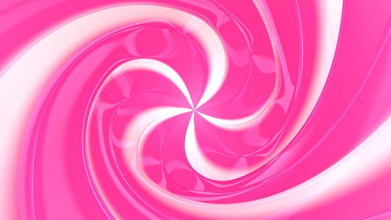 Background in the form of a spiral of pink and white. 3D rendering. Festive caramel background. Abstract background for bright design.3D rendering.