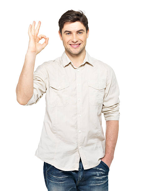 istock Young happy man with ok sign 166154881