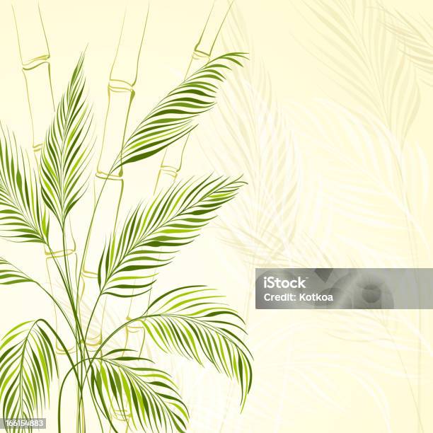Palmeira Sobre A Floresta De Bambu - Arte vetorial de stock e mais imagens de Ao Ar Livre - Ao Ar Livre, Botânica - Ciência de plantas, Caule de planta