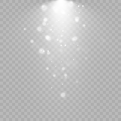 Bokeh light effect with lots of shiny shimmering particles isolated on transparent background. Glitter. Vector star cloud with dust.