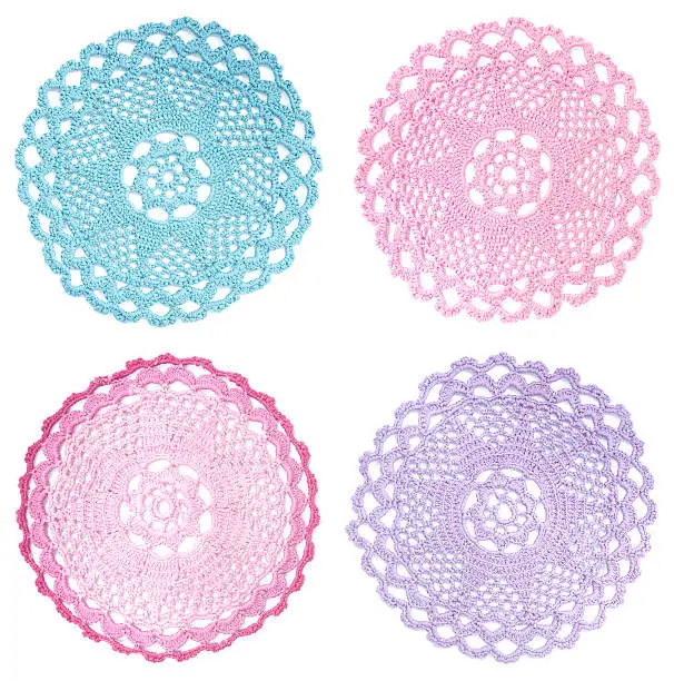 Set of crocheted old-fashioned doilies