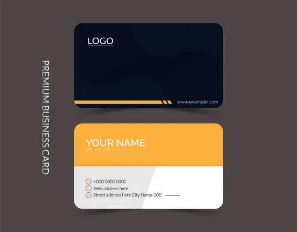 Vector illustration of Modern corporate dark blue and yellow business card template design