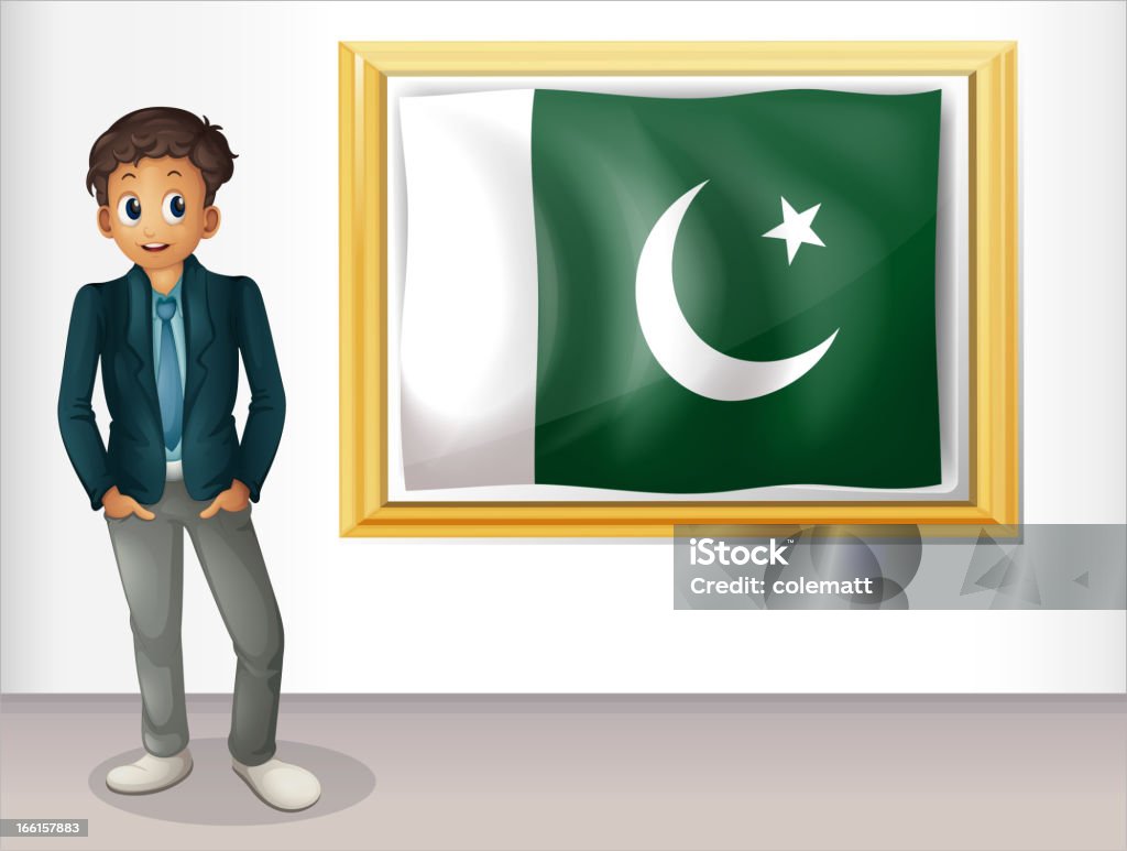 男性の横のパキスタンたフラグ - 1人のロイヤリティフリーベクトルアート