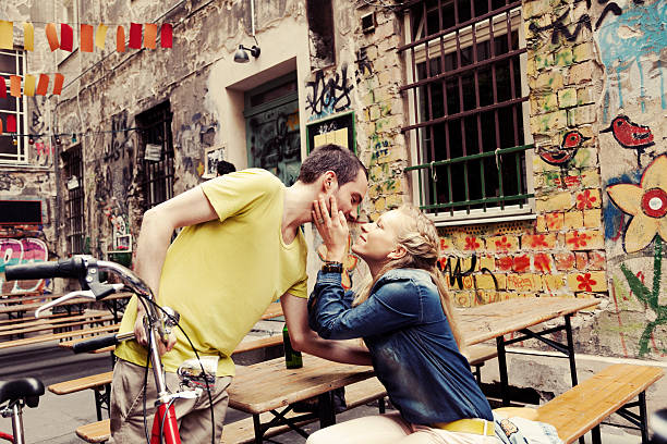 istock Romantic Moment at Colorful Alley 166158058