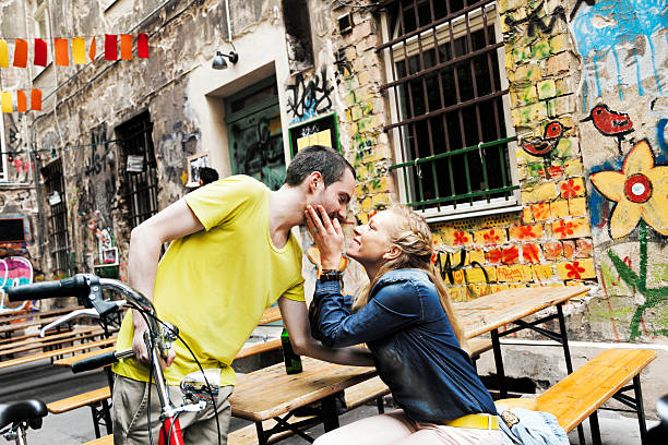 Romantic Moment at Colorful Alley