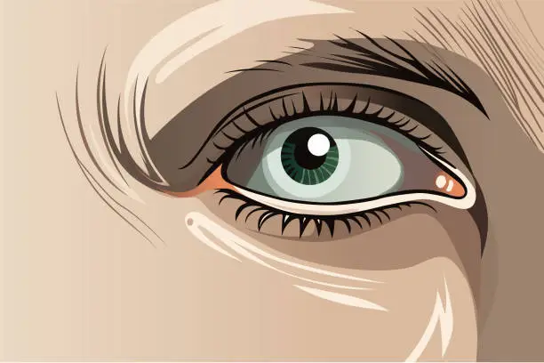 Vector illustration of Green eye closeup