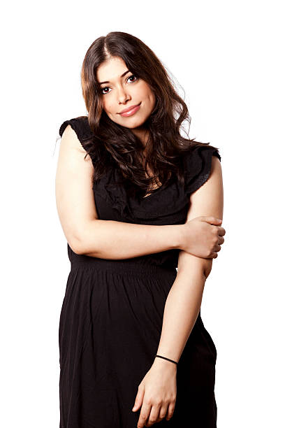 istock Isolated Timid Smiling Woman 166159057