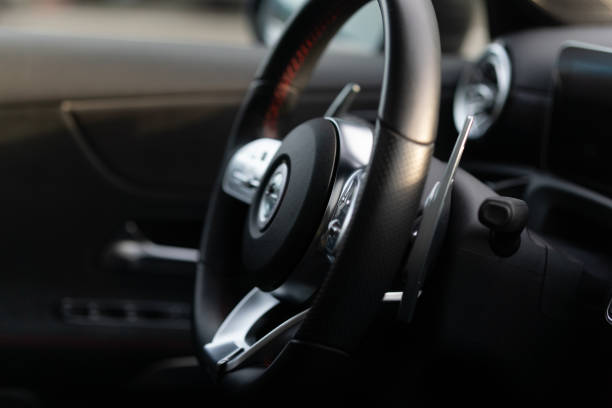 istock MODERN LEATHER - ALU CAR STEERING WHEEL 1661592947