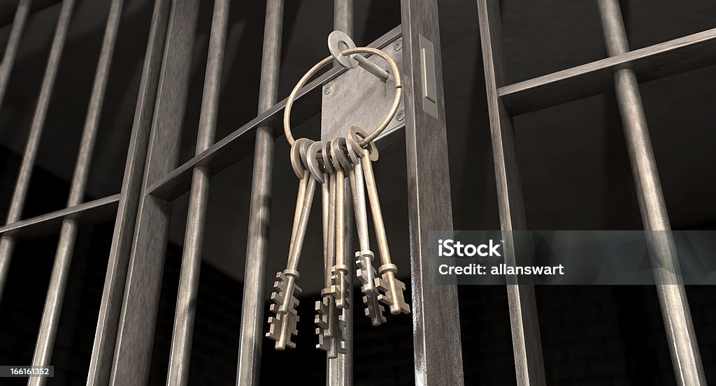Cela de Prisão com porta aberta e cacho de teclas - Royalty-free Prisão Foto de stock