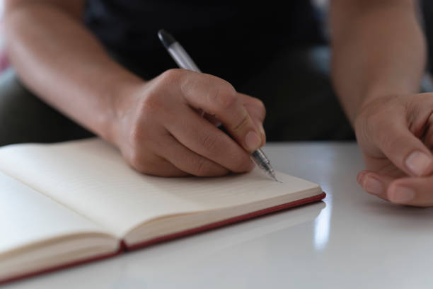 istock The woman who writes in a notebook. 1661623875