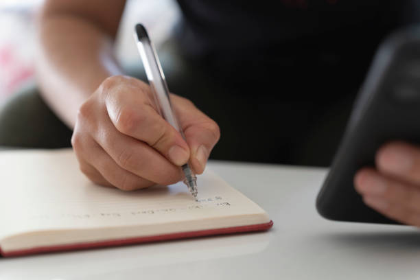 istock The woman who writes in a notebook. 1661624408
