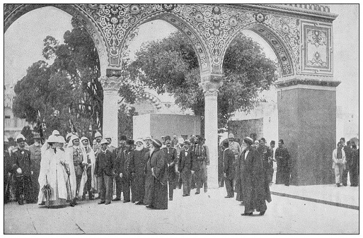 Antique image from British magazine: Visit of German Emperor to Palestine, Mosque of Omar