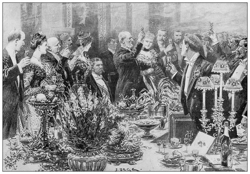 Antique image from British magazine: East Anglian Society banquet for Lord Kitchener, Hotel Cecil