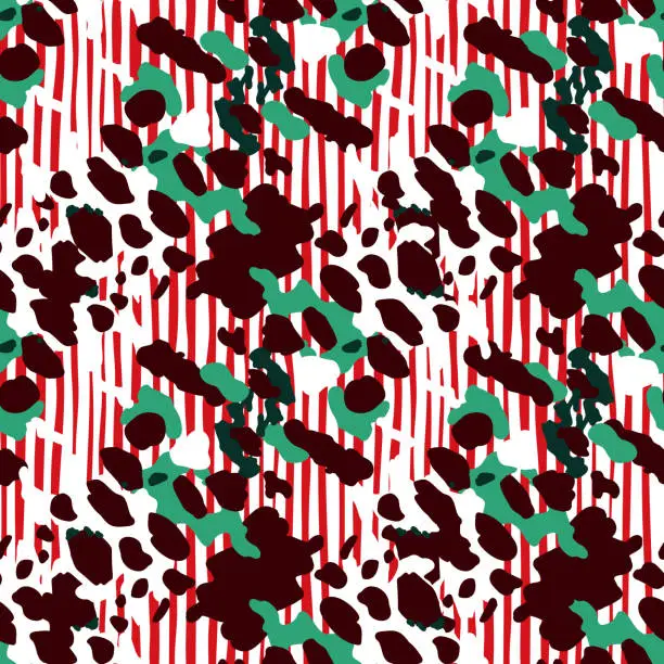 Vector illustration of Creative abstract leopard skin seamless pattern. Textured camouflage background. Trendy animal fur wallpaper.