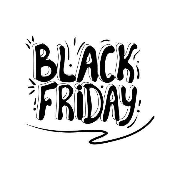 Black Friday Handwritten inscription "Black Friday" isolated on white background. Vector illustration. for sale sign information sign information symbol stock illustrations