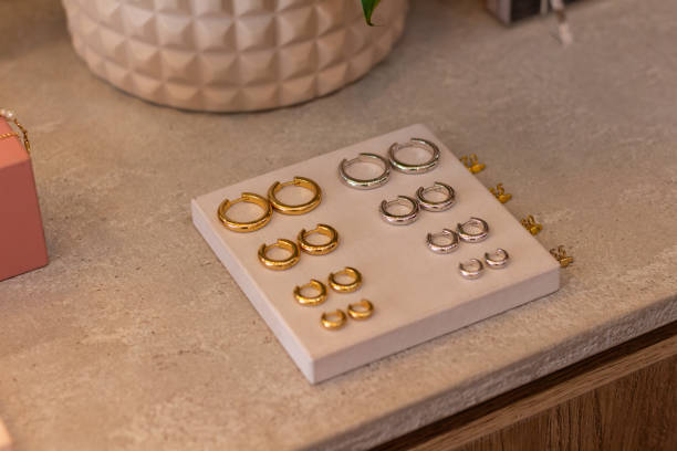 istock Jewelry Display in store gold and silver 1661675371