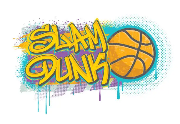 Vector illustration of Freestyle Basketball Streetball Graffiti Style Sport T-Shirt Design